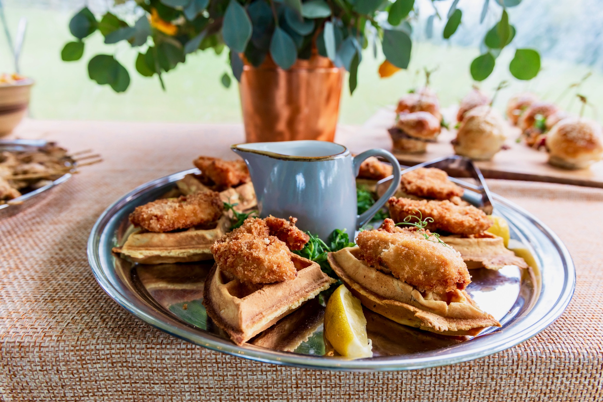 Chicken and waffle hors d'oeuvres