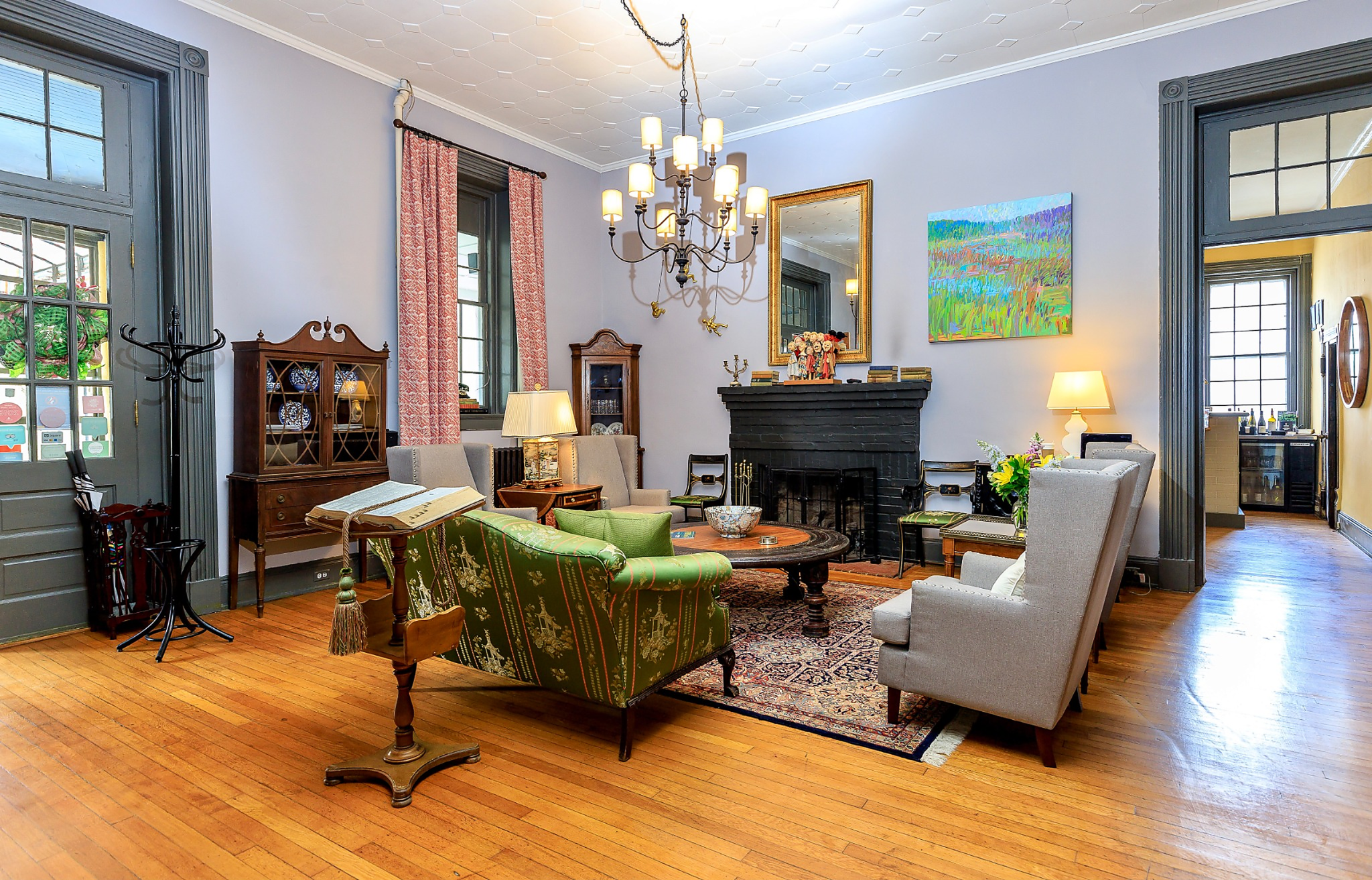 Historic guest lobby at The Inn at Warm Springs